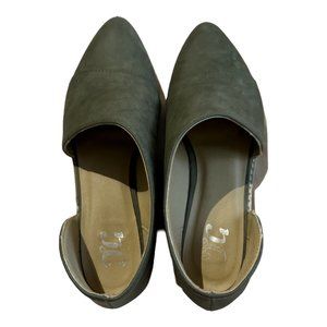 Green leather slip on booties